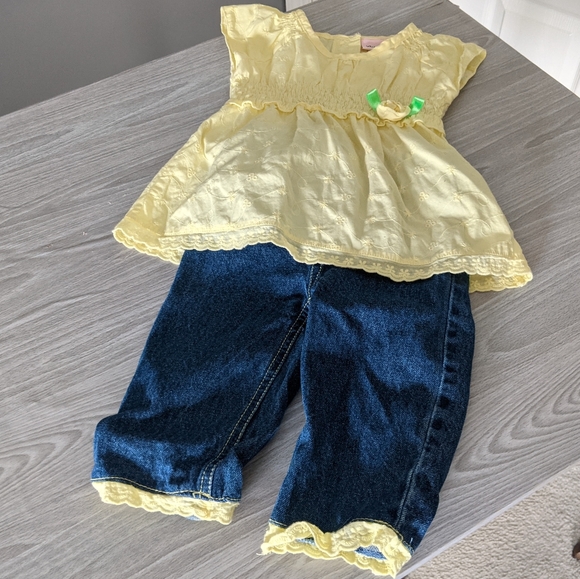 Little Lass Matching Top and Jeans Outfit Size 24m